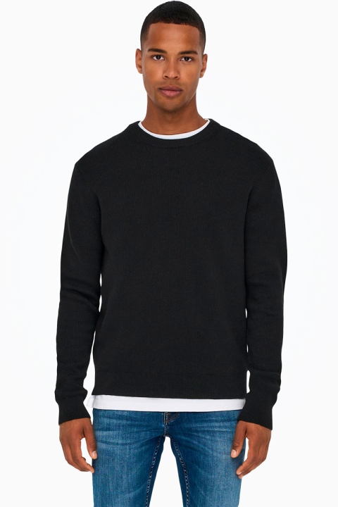 ONLY & SONS PHIL STRUC CREW KNIT Black