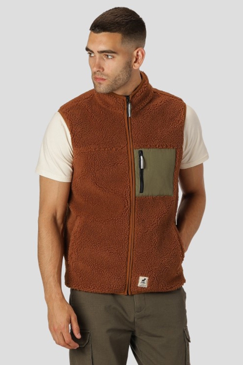 Fat Moose Hugh Fleece Vest Rust Orange