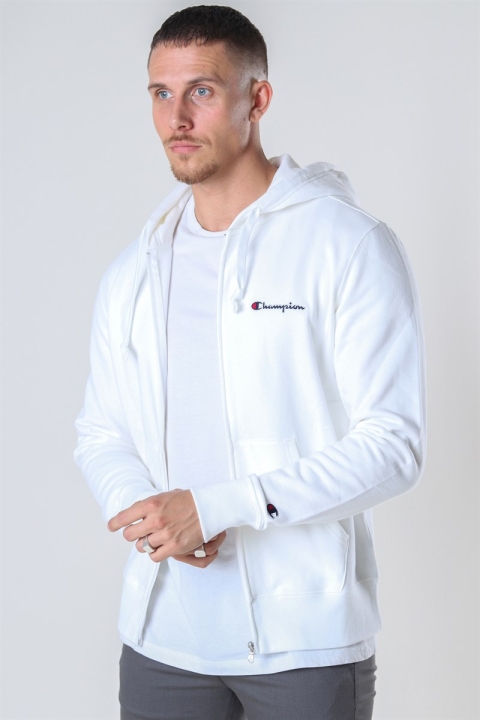 Champion Hooded Full Zip Sweartshirt White