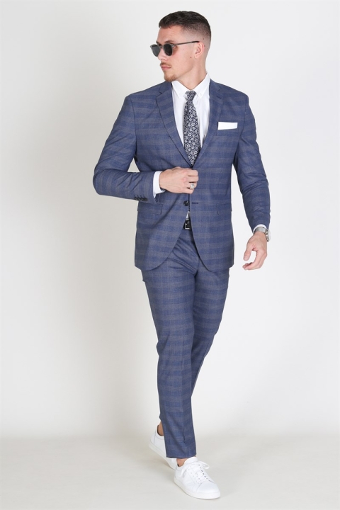 Selected Slim Mylo-Bill Blazer Check Blue Depths