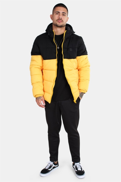 Urban Classics Hooded 2-Tone Puffer Jacket Chrome Yellow/Black