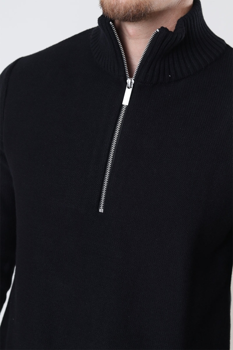 Selected Axel LS Knit Half Zip Black