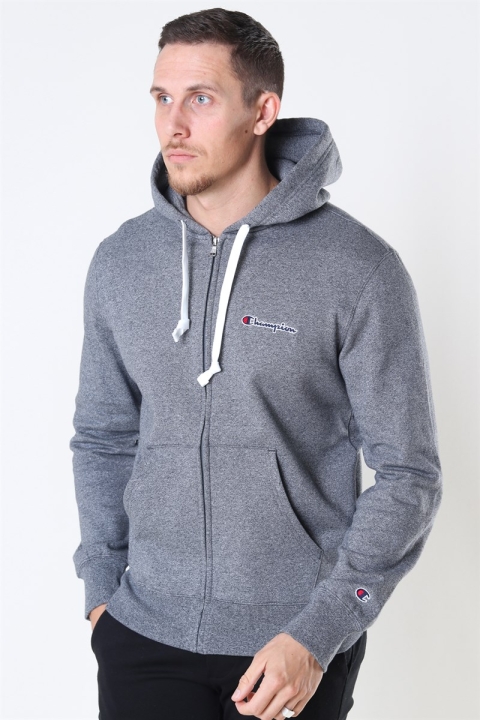 Champion Hooded Full Zip Sweatshirt Dark Grey Melange