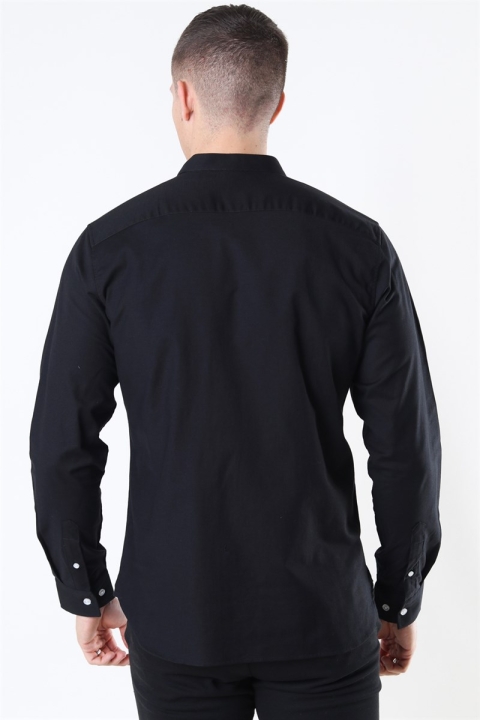 Clean Cut Copenhagen Oxford Mao Stretch L/S Shirt Black