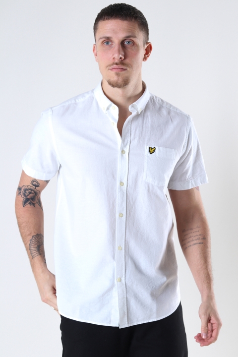 Lyle & Scott Short Sleeve Light Weight Slub Oxford Shirt White