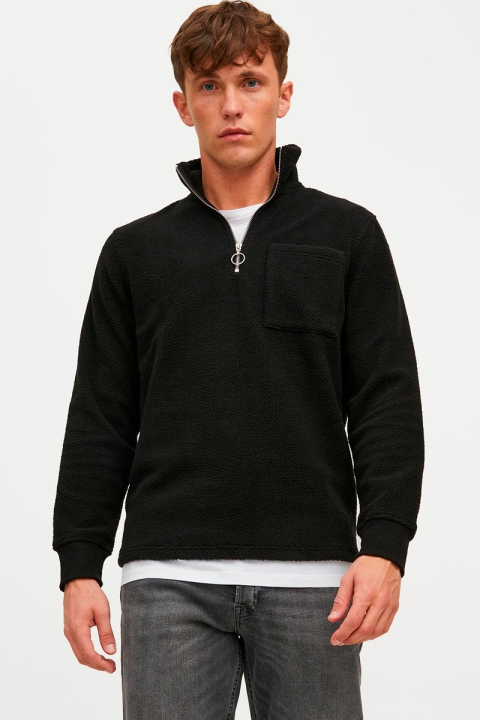 Jack & Jones JORPARTICLE SWEAT QUARTER ZIP HIGH NECK Black