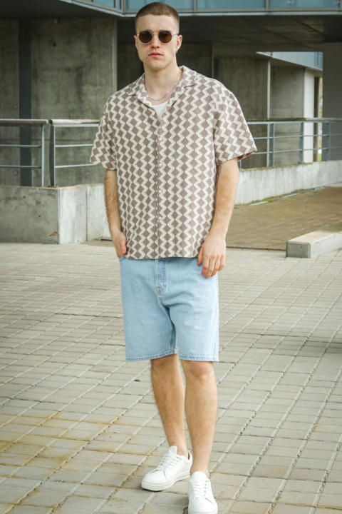 Jack & Jones Summer Luke Regular Fit Texture Resort Shirt SS Mocha Meringue