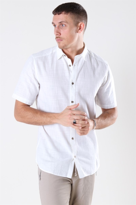 Only & Sons Slub SS Linen Look Shirt White