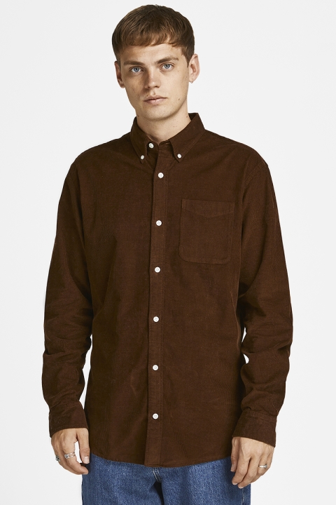 Jack & Jones ATLAS CORD SHIRT L/S BUTTON DOWN Potting Soil SLIM FIT