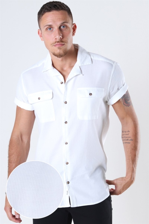 Only & Sons Andrew Waffle Shirt S/S White