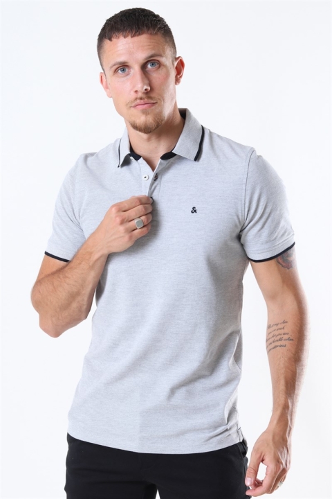 Jack & Jones PAULOS POLO SS Light Grey Melange SLIM FIT - MELANGE