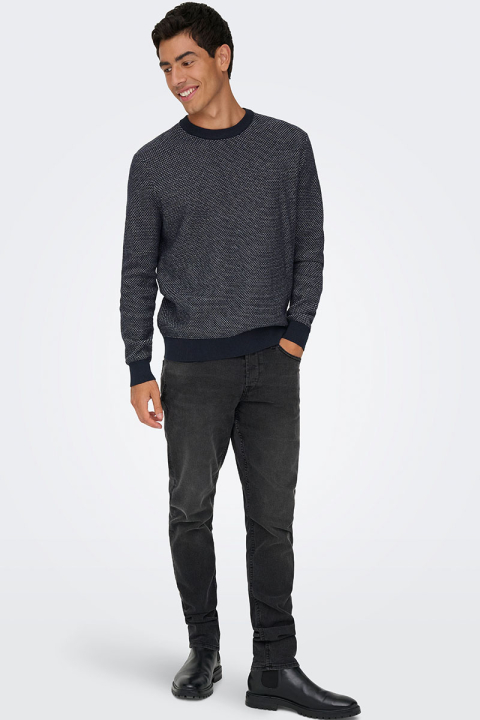 ONLY & SONS Morgan Regular Structure Crew Neck Navy Blazer