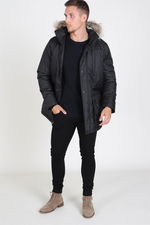 Solid Decker Parka Jacket Black