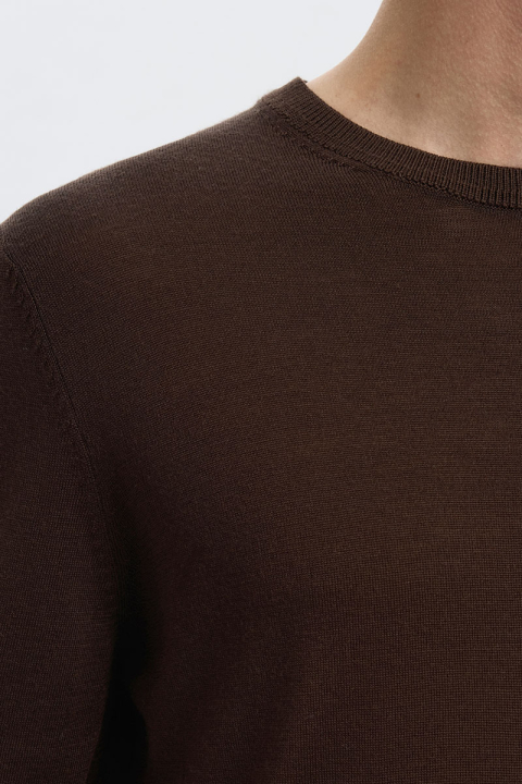 Selected Tray LS Merino Knit Crew Neck Demitasse