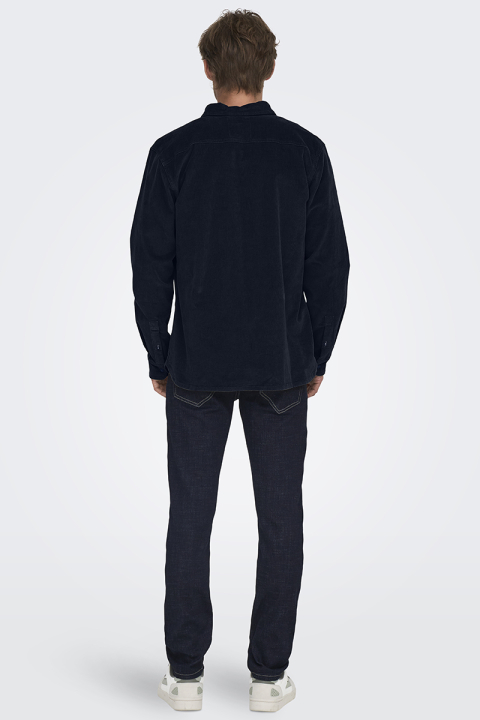 ONLY & SONS Michael Regular Fit Stretch Cord Shirt LS Navy Blazer