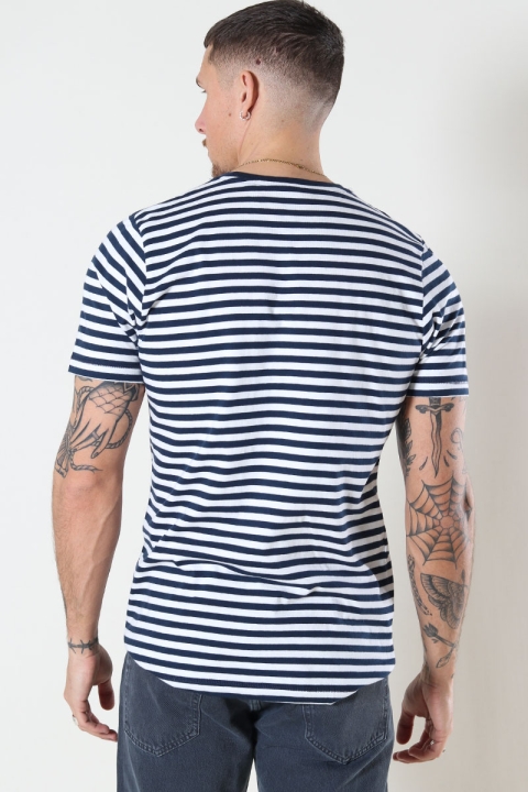 Basic Brand T-shirt Striped Navy/White