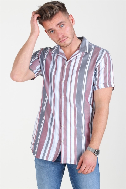 Jack & Jones Robert Stripe Shirt S/S Cordovan