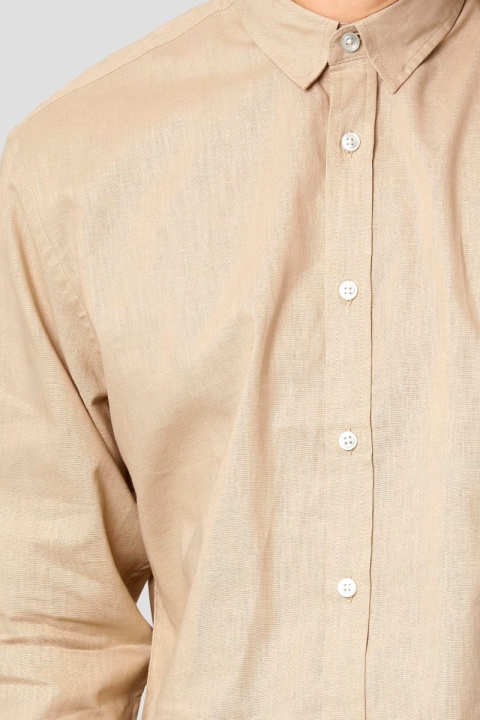 Clean Cut Copenhagen Cotton Linen Shirt Khaki