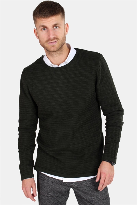 Clean Cut Aberdeen Crew Neck Knit Dark Green Melange