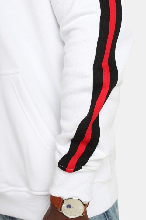 Urban Classics TB2085 Stripe Shoulder Hoodie White/Black/Fire Red