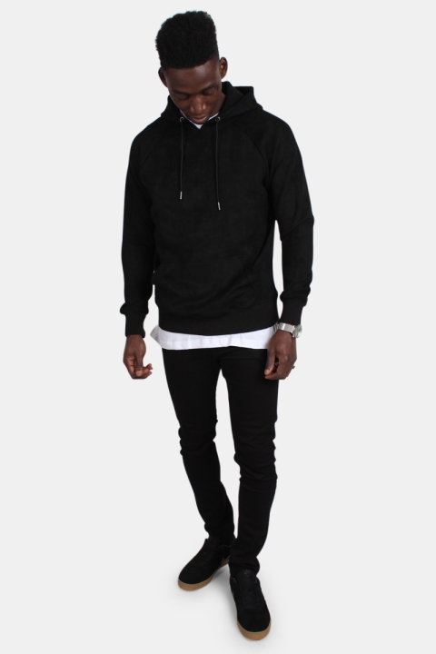 Urban Classics Imitation Suede Hoodie Black