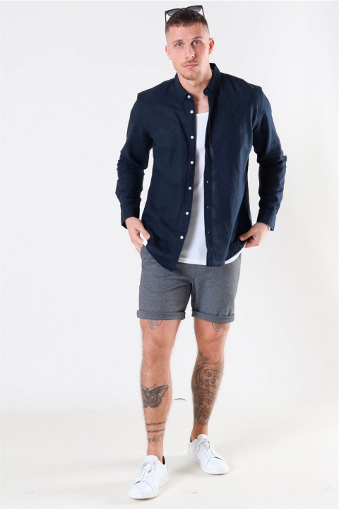 Clean Cut Copenhagen Cotton Linen Shirt Navy