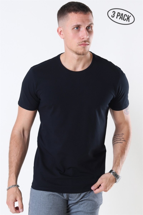 Selected New Pima T-shirt 3-Pack Black