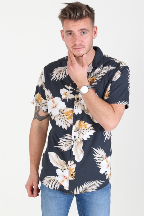 Jack & Jones JPRHAWAII Resort Shirt S/S AOP Black