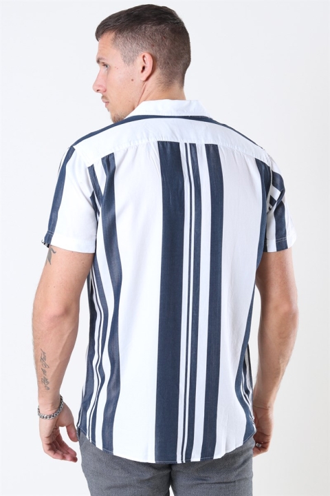 Selected Reg Kevin Shirt SS Stripes B Dark Sapphire