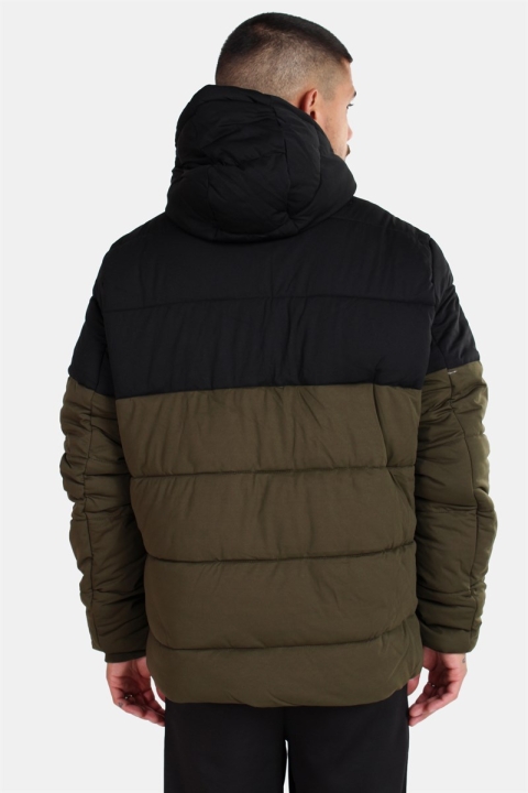 Urban Classics Hooded 2-Tone Puffer Jacket Dark Olive/Black