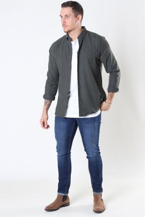 Only & Sons Edin LS Flannel Twill Shirt Deep Depths