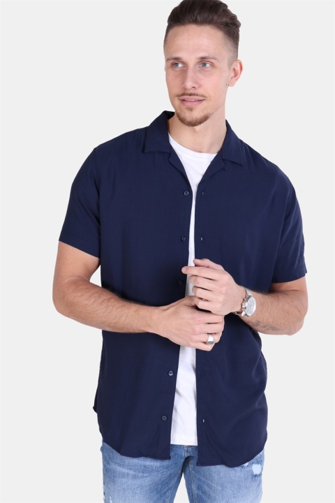 Jack & Jones Randy Resort Shirt S/S Solid Navy Blazer