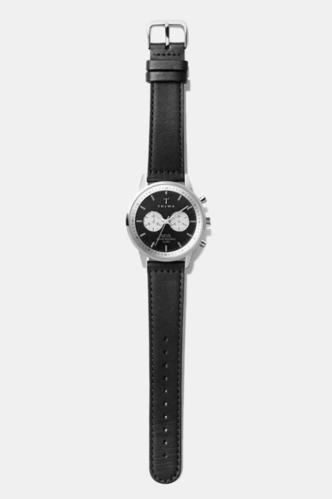 Triwa Slate Nevil Watch Black Sewn Classic Silver