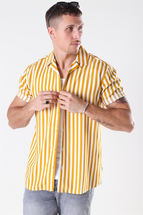 Only & Sons Wayne Striped Viscose Shirt Golden Spice