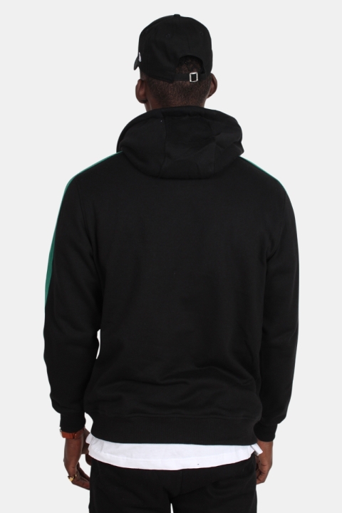 Urban Classics Stripe Shoulder Hoodie Black/ Fire Red/ Green