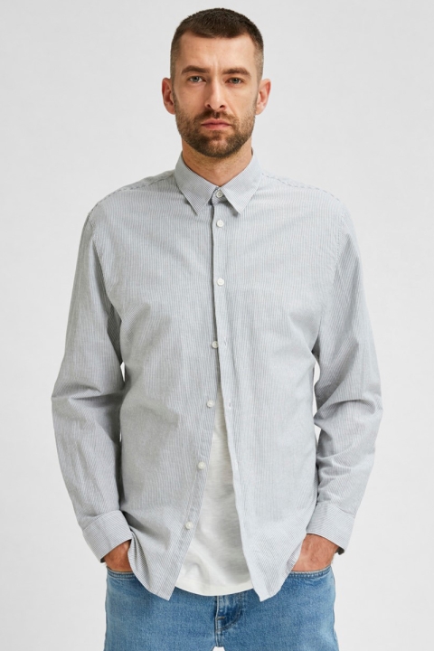 Selected SLHSLIMNEW-LINEN SHIRT LS W NOOS Sea Spray Stripes