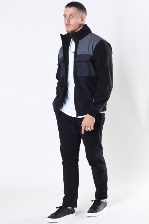 Woodbird Strukt Zip Fleece Jacket Black