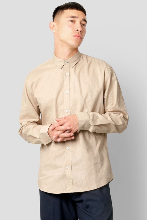 Clean Cut Copenhagen Cotton Linen Shirt Khaki