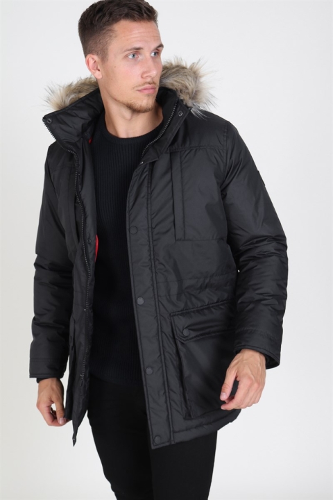 Solid Decker Parka Jacket Black