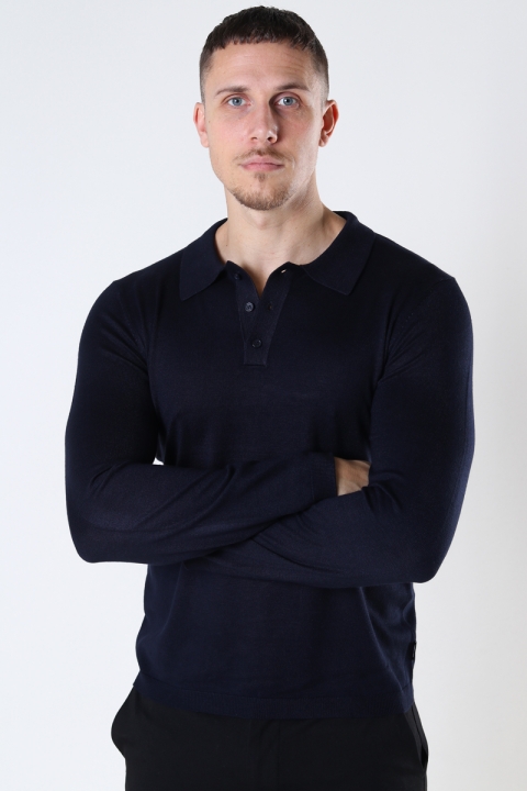 ONLY & SONS WYLER LIFE LS POLO KNIT Dark Navy