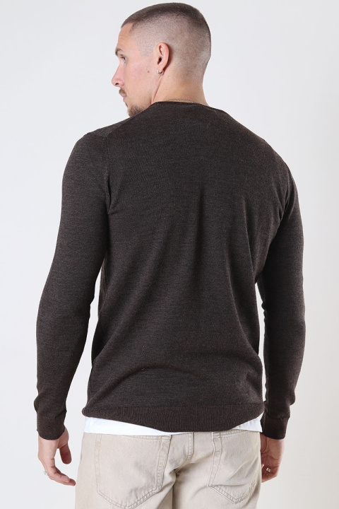 Clean Cut Copenhagen Merino Wool Crew Brown Melangè