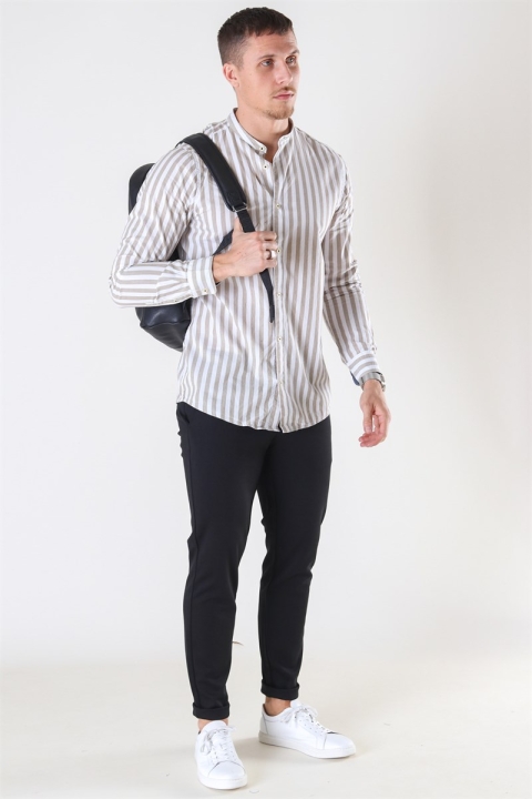 Only & Sons Matthew LS Stripe Manderine Shirt Chinchilla