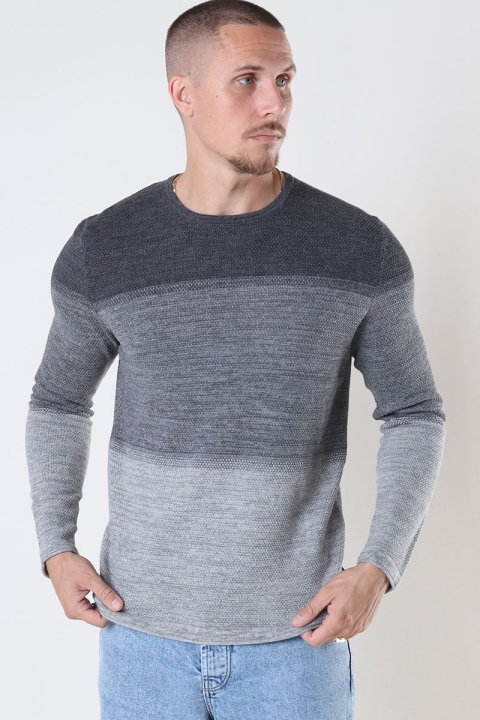 ONLY & SONS Panter Structure Crew Neck Knit Medium Grey Melange
