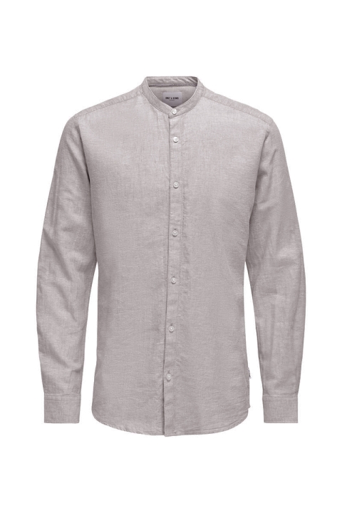 ONLY & SONS CAIDEN LS SOLID LINEN MAO SHIRT Nirvana