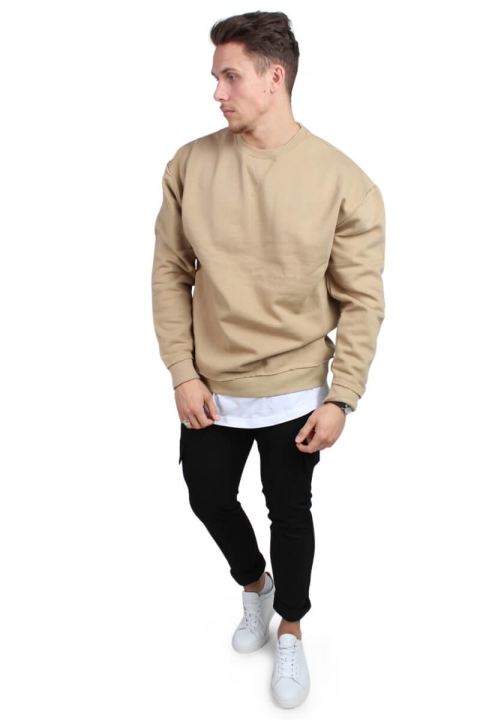 Urban Classics Oversized Open Edge Crew Warm Sand