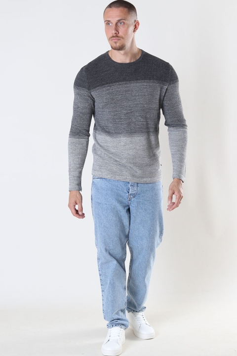 ONLY & SONS Panter Structure Crew Neck Knit Medium Grey Melange