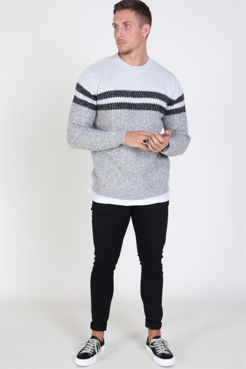 Only & Sons Lazlo Blocked Crew Neck Knit Cloud Dancer
