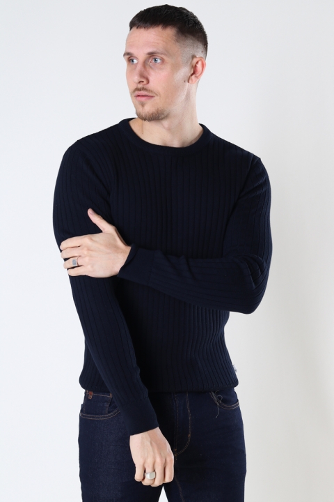 Kronstadt Jacksen rib crew knit Navy