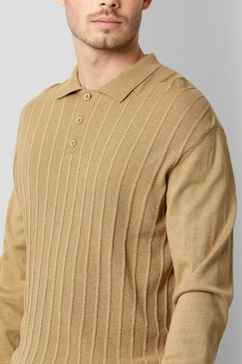 Clean Cut Copenhagen Otis XO Cotton Polo L/S Sand Melange