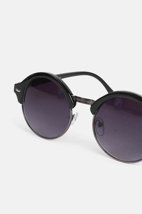 Fashion Rund Solbrille Blank Black/Gun